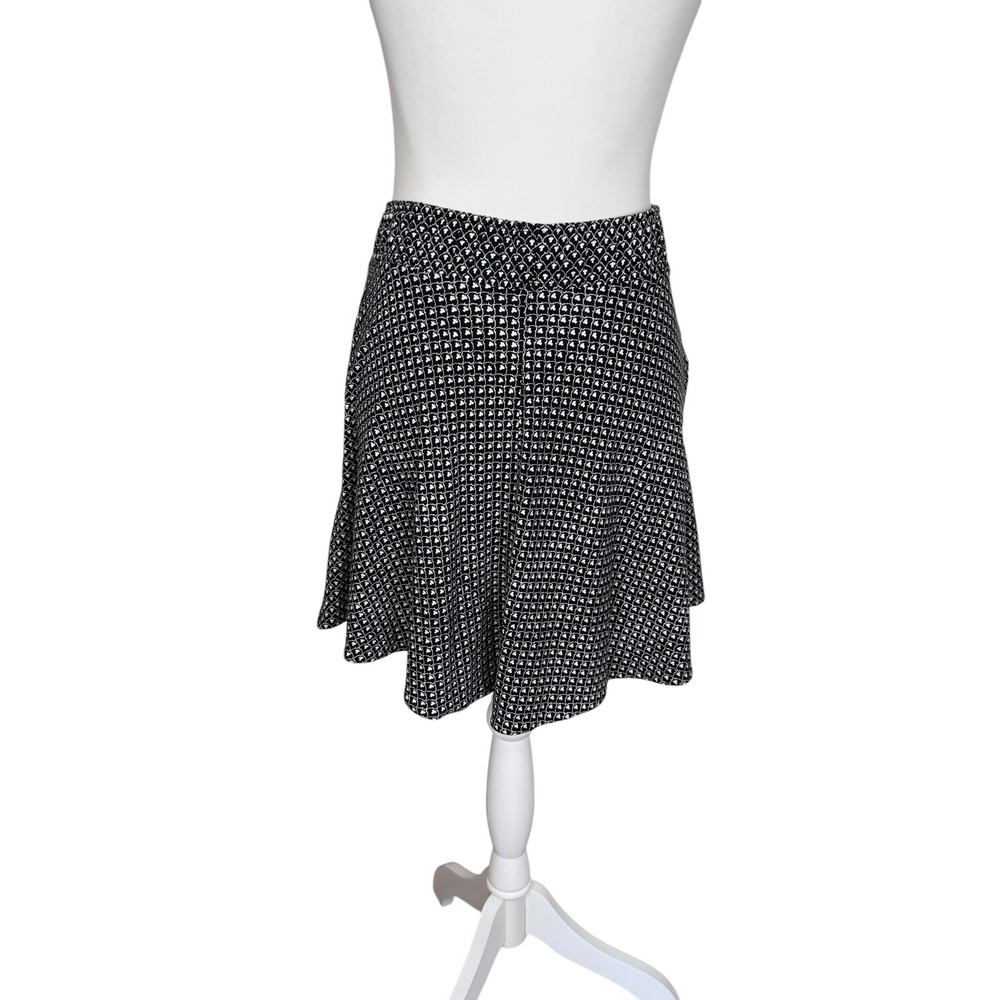 LOFT Ann Taylor Womens XXS Black White Geometric Clover Print A-Line Skirt Mini